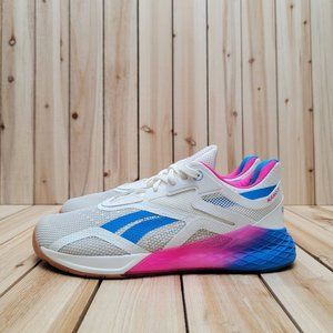 Reebok Women's Nano X Cross Training Shoes Size 9.5 White/Proud Pink/Blue FX7956